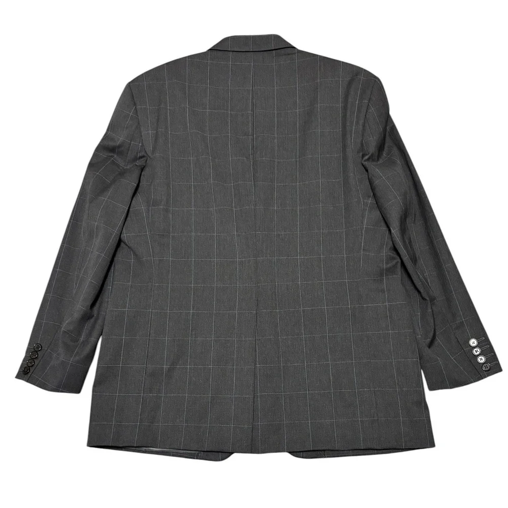 Ralph Lauren Blazer Grey Windowpane Wool 2-Button Professional Old Money 44R